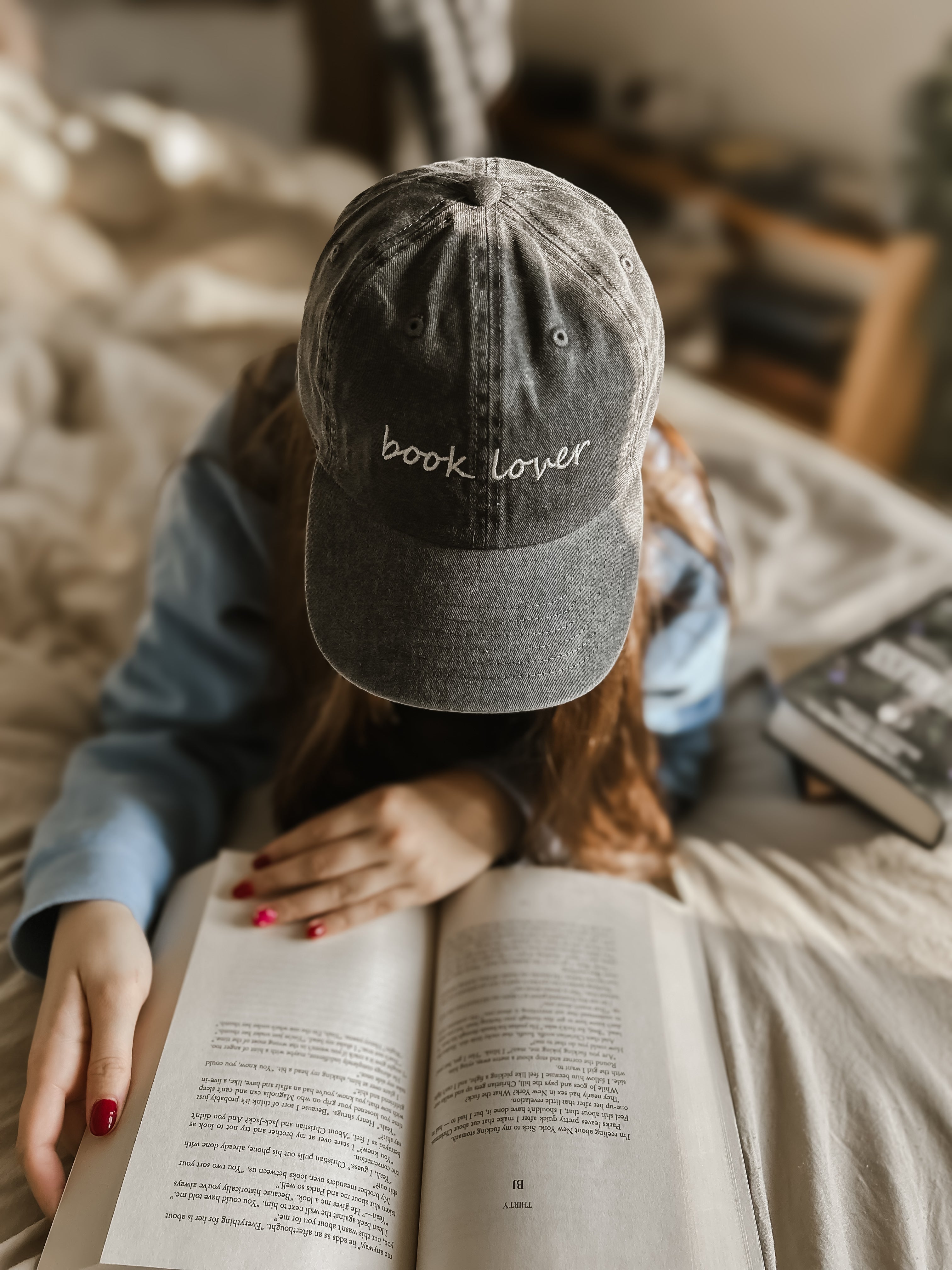 Book Lover Hat-Charcoal