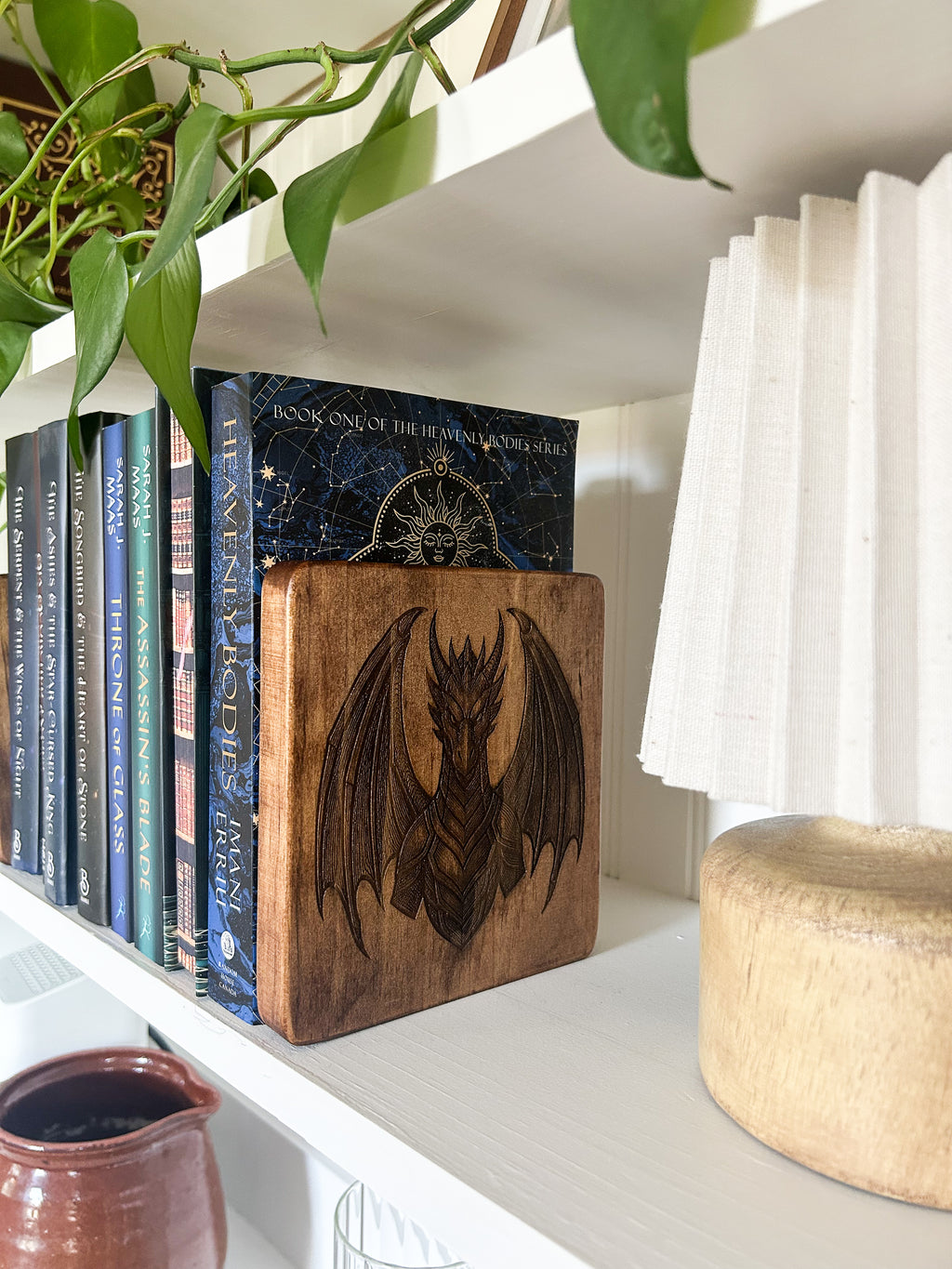 Wooden Engraved  Bookends