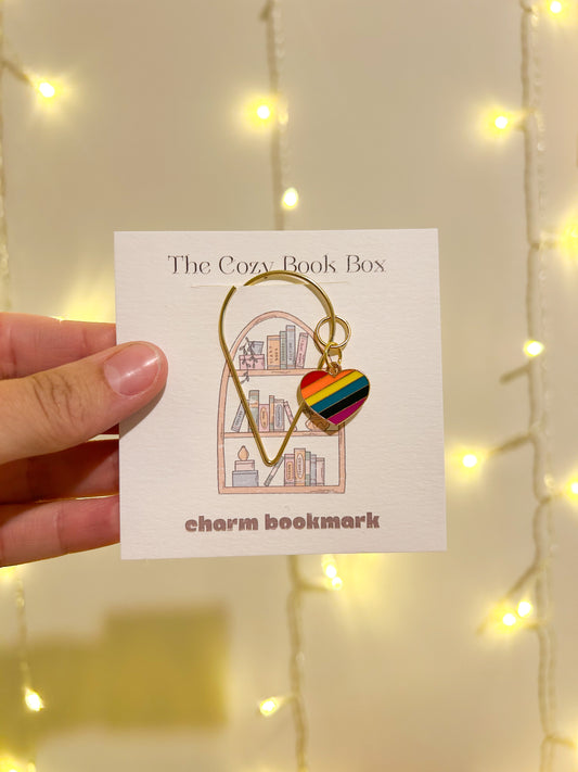 Rainbow Heart Bookmark Charm