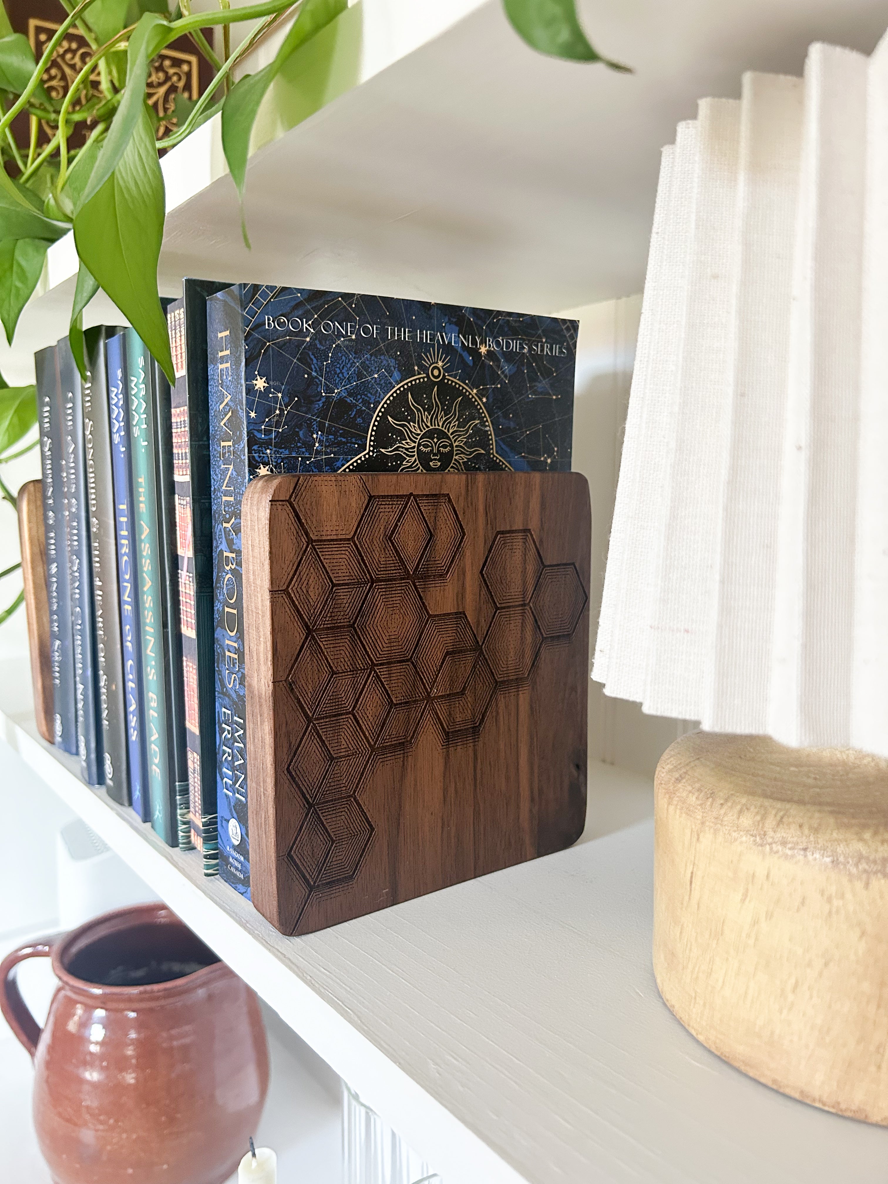 Wooden Engraved  Bookends