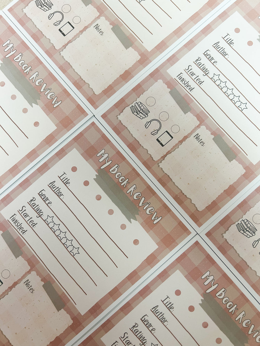 Pink Gingham Book Review Notepad