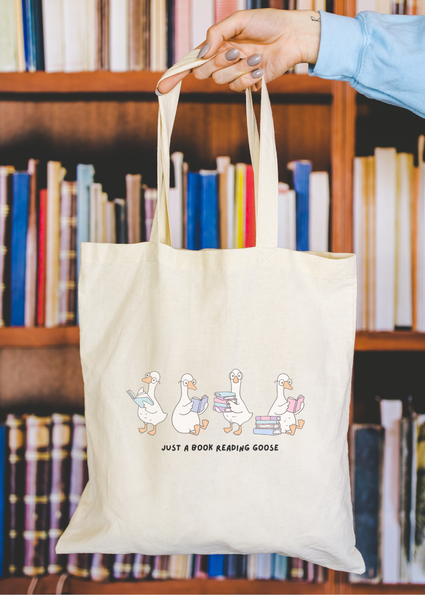Just a Book Reading Goose Tote
