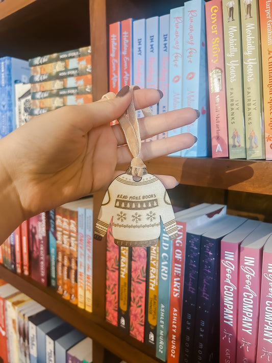 Read More Books Sweater Wooden Ornament