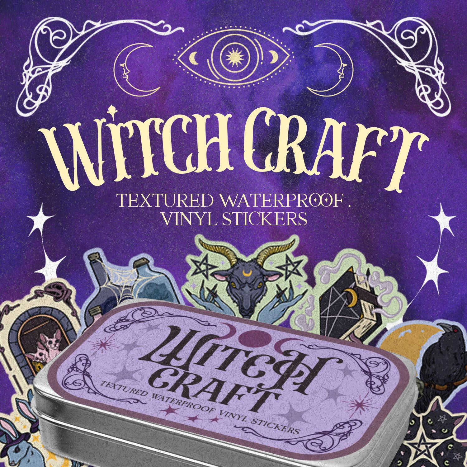 Witch Craft Stickers Tin Can