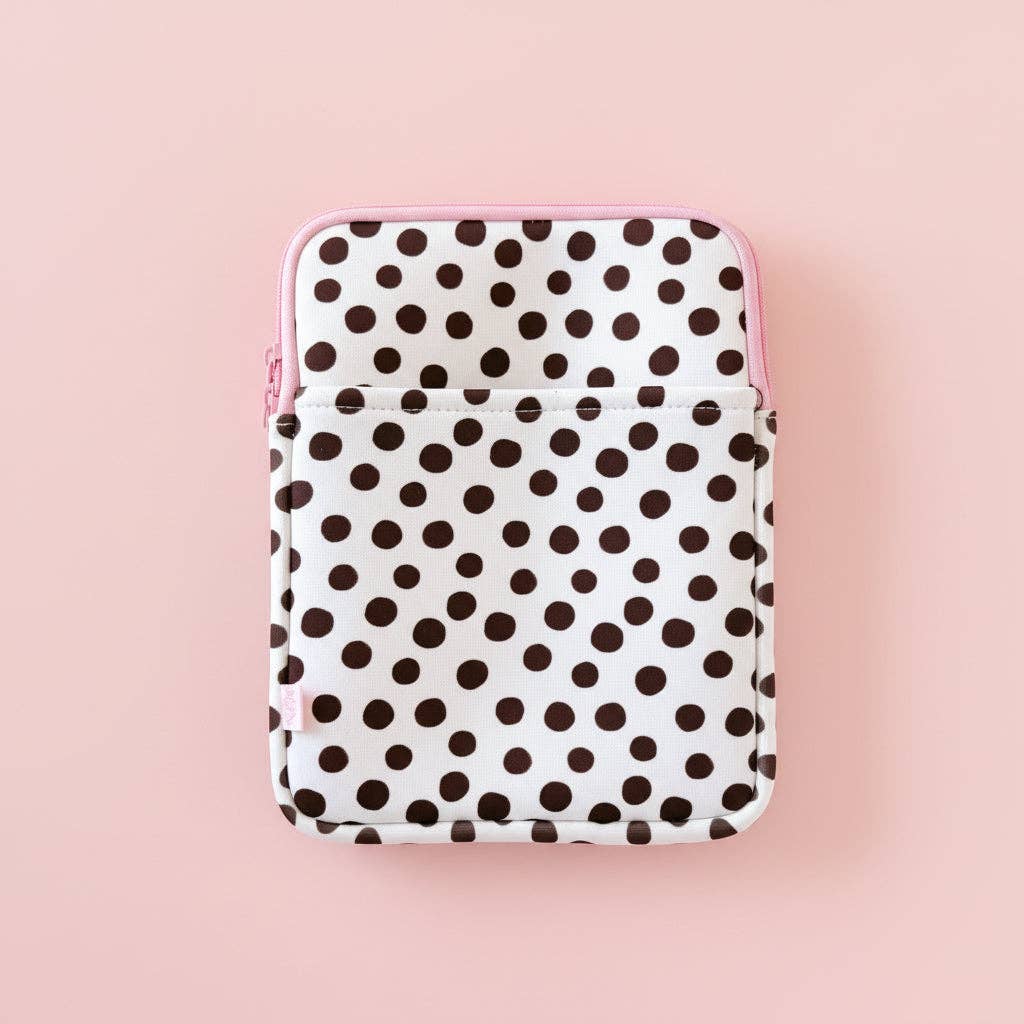 E-reader / Tablet Sleeve - Brown Polka Dots