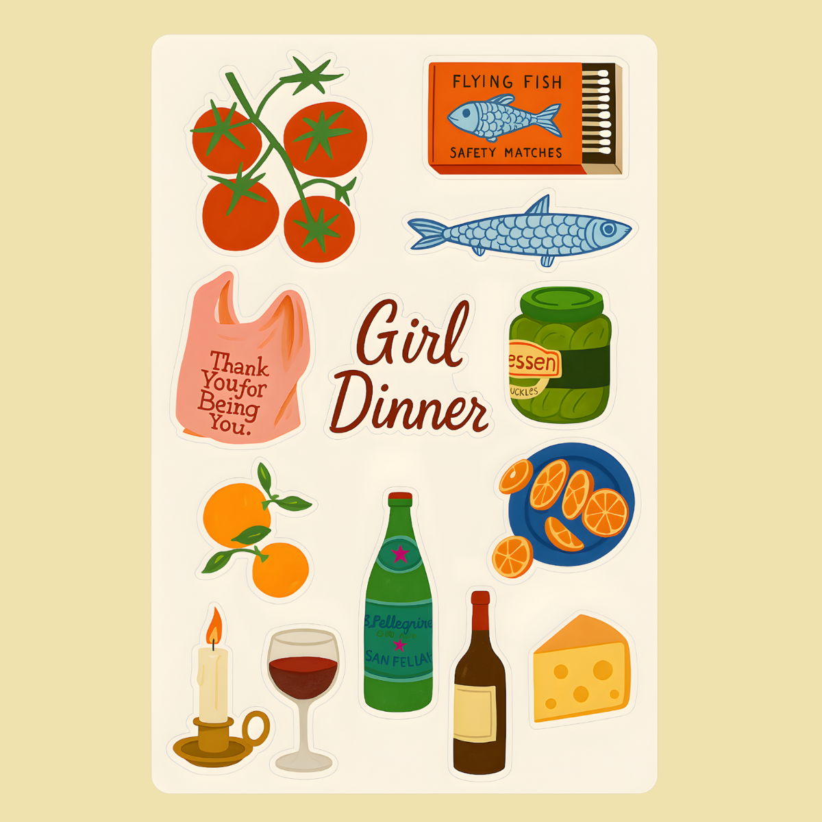 Girl Dinner Sticker Sheet –  Cottagecore
