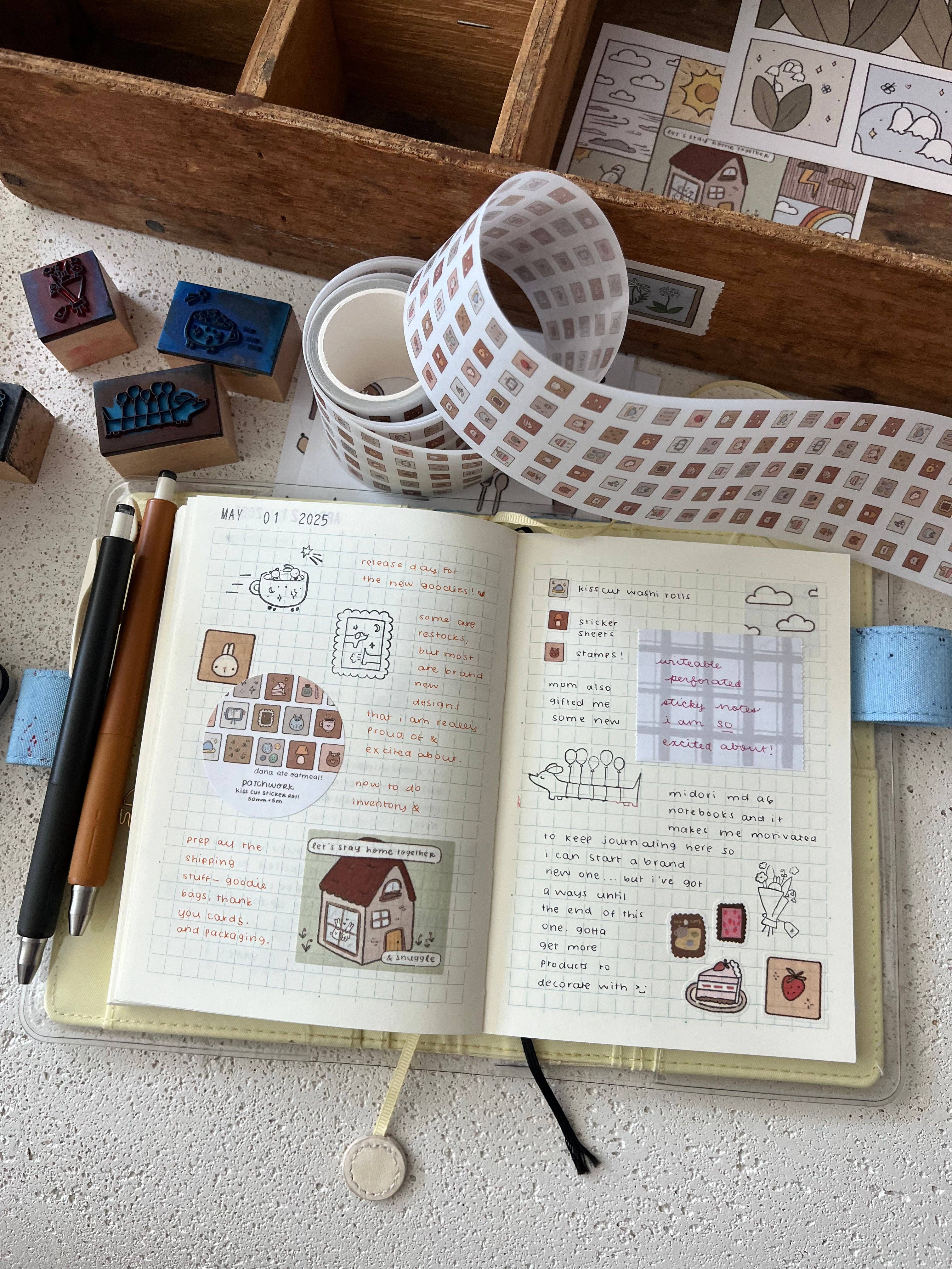 Patchwork kiss cut sticker roll