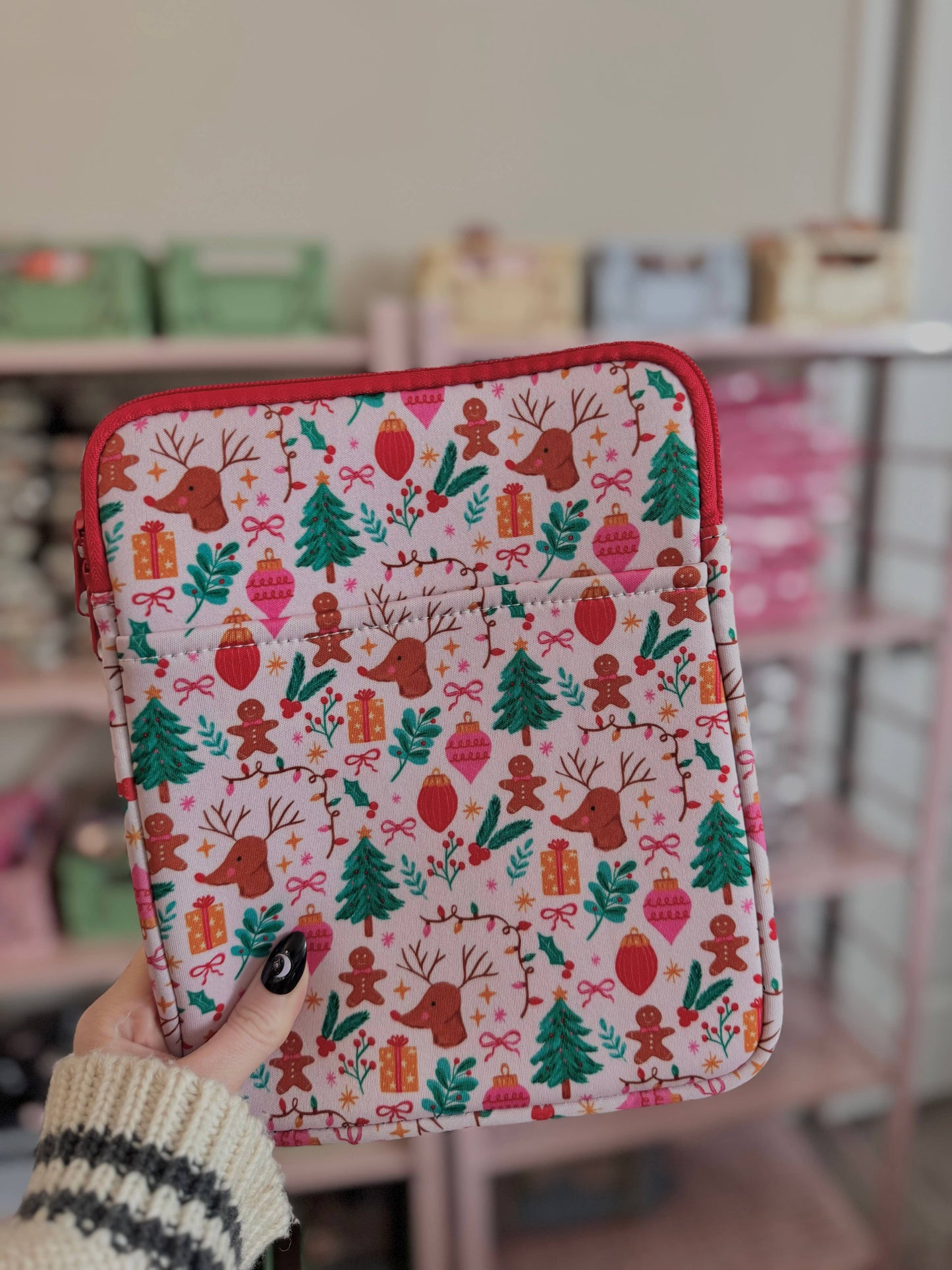 Pastel Christmas Magic Book & Kindle Sleeve Pouch