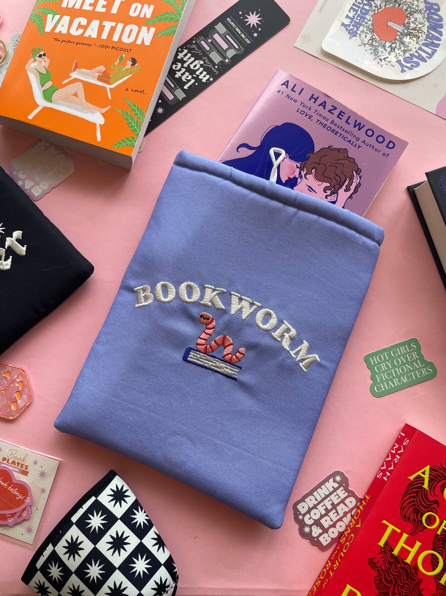 Bookworm Embroidered Book Sleeve & Kindle Sleeve