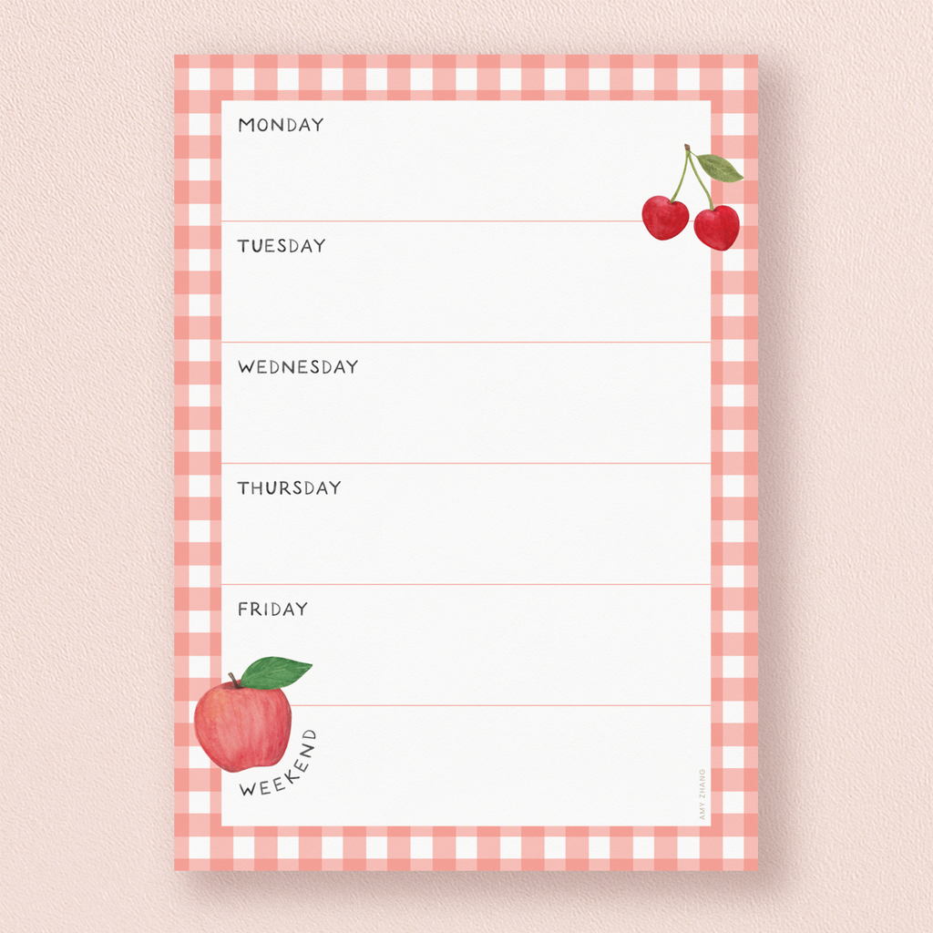 Farmers Market Fruits And Veggies — Weekly Menu Plan Notepad