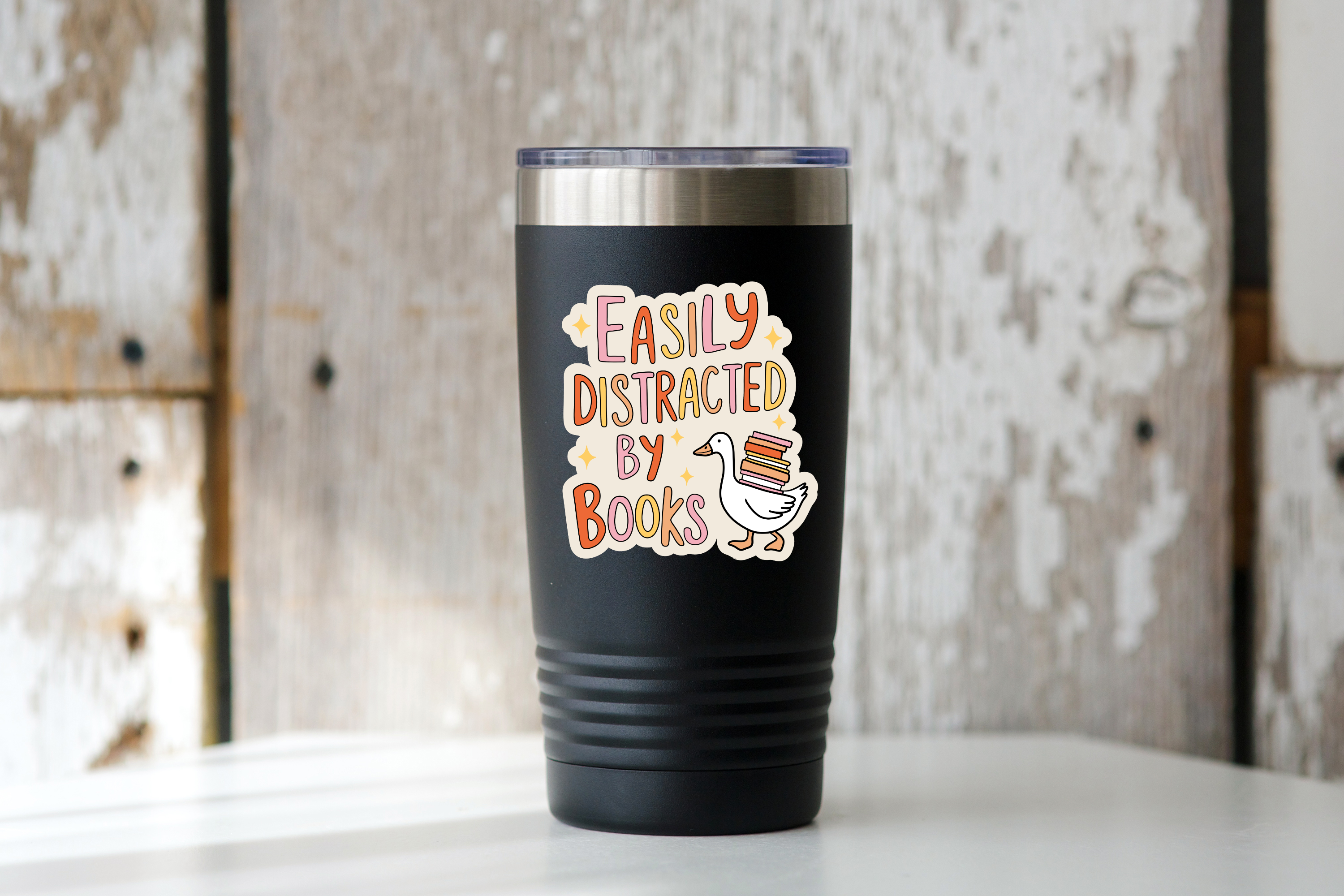 Easily Distracted By Books Sticker - book shop, goose, store