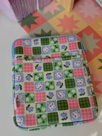 Patchwork Bunnies Book & Kindle Pouch, Medium E-Reader Zip up Book Sleeve