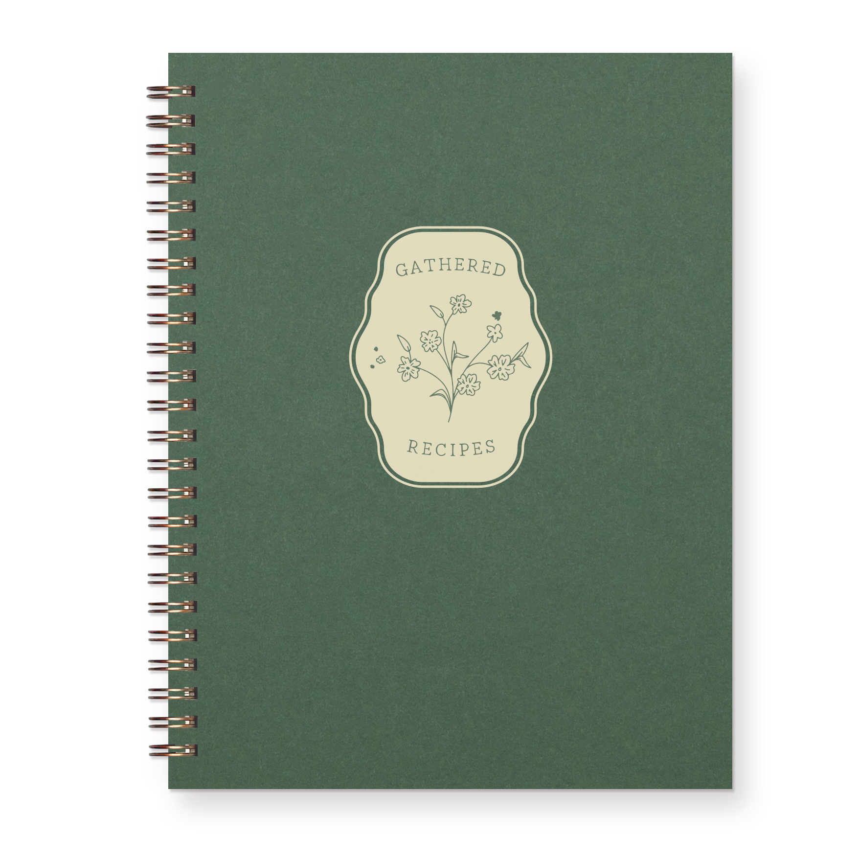 Gathered Recipes Recipe Book: Forest Green Cover | White Ink