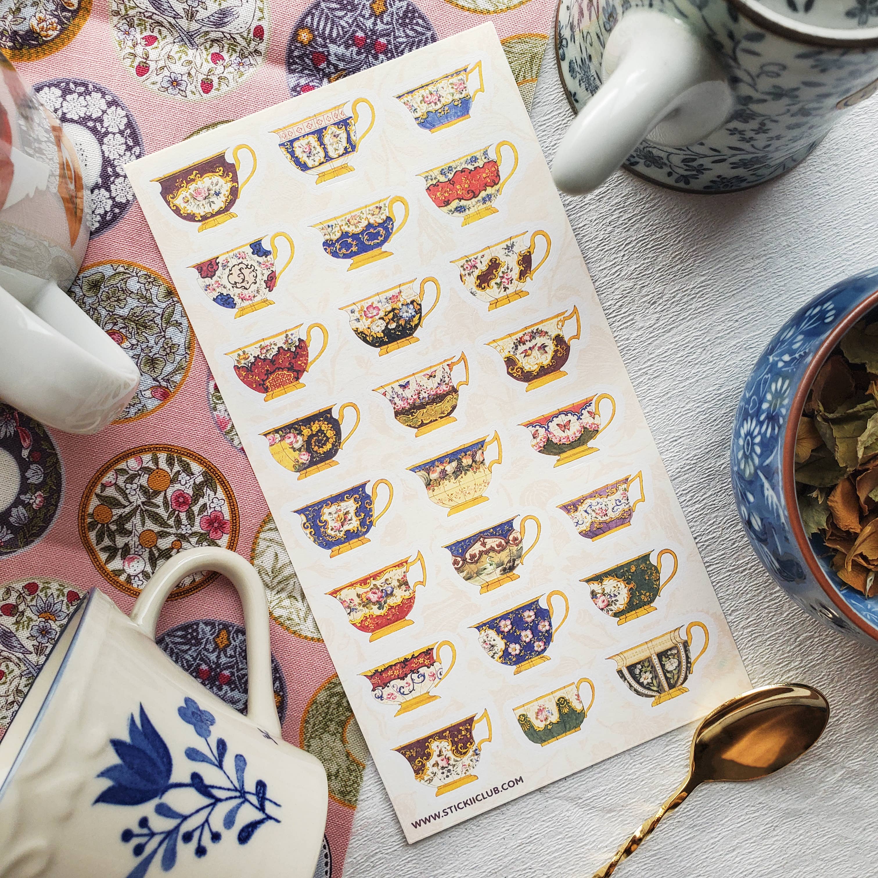 Porcelain Teacups Sticker Sheet