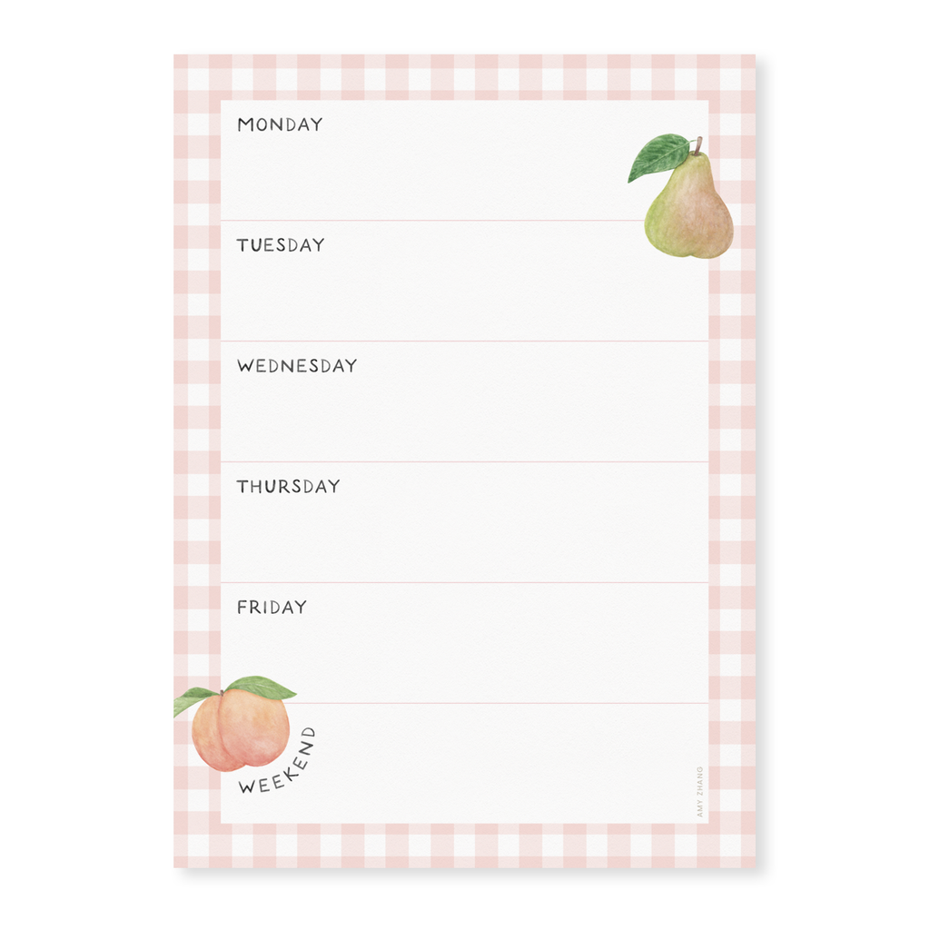 Farmers Market Fruits And Veggies — Weekly Menu Plan Notepad