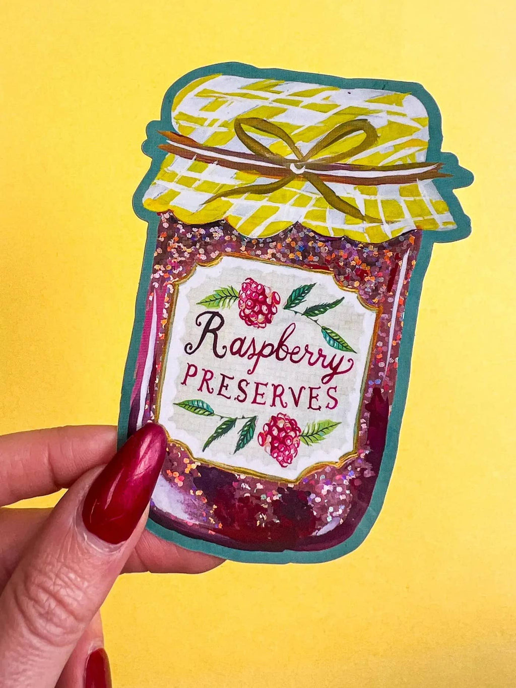 Jam Jar | Raspberry Preserves Glitter Sticker