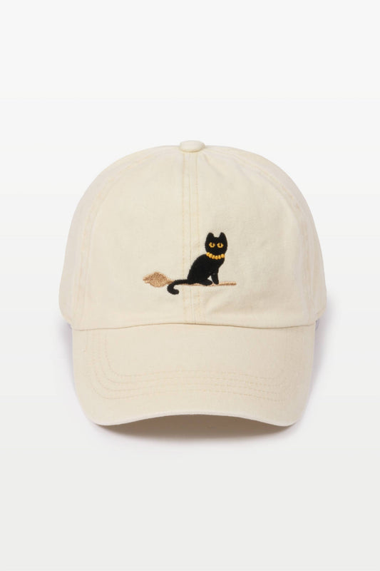 Halloween Black Cat Embroidery Cotton Baseball Cap