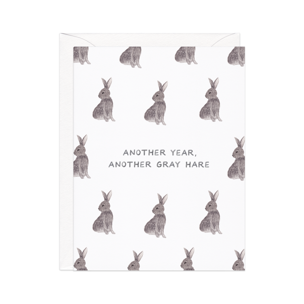 Gray Hares — Funny Animal Birthday Card