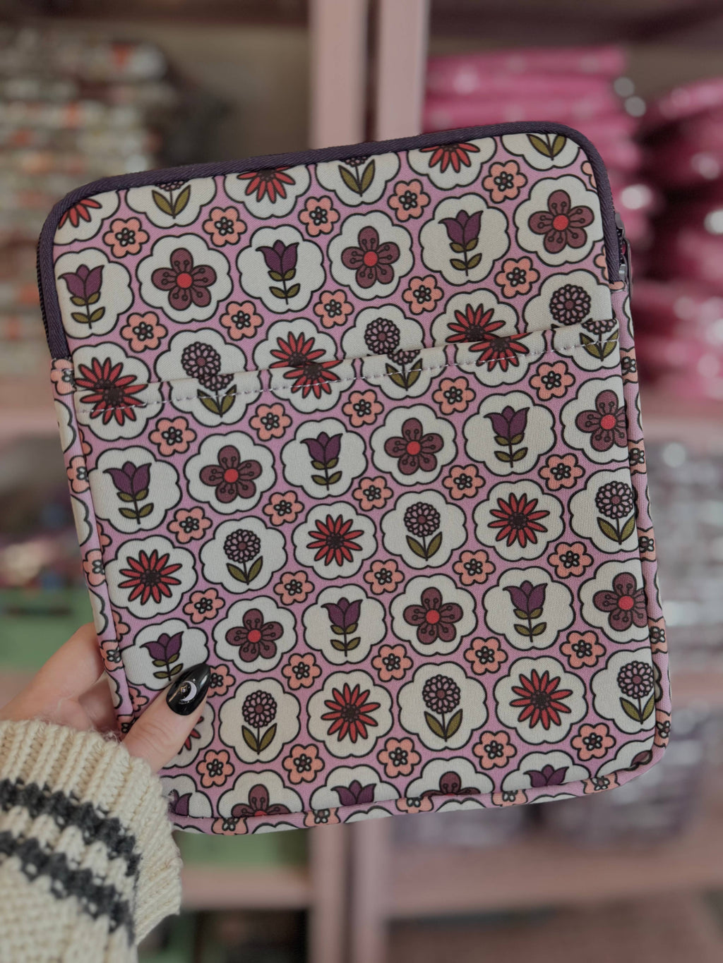 Retro Floral Book & Kindle Sleeve Pouch