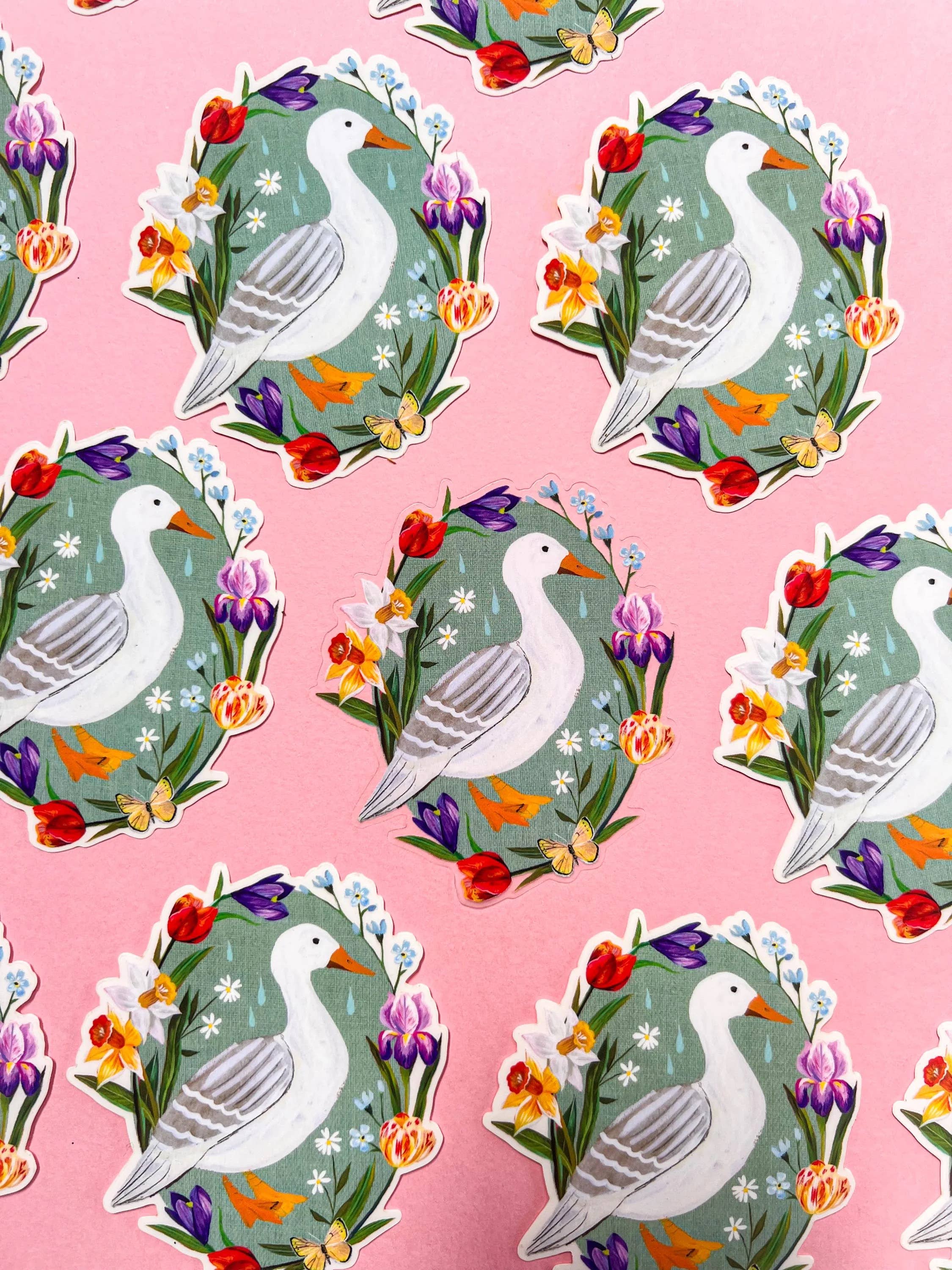Spring Duck Clear Matte Sticker