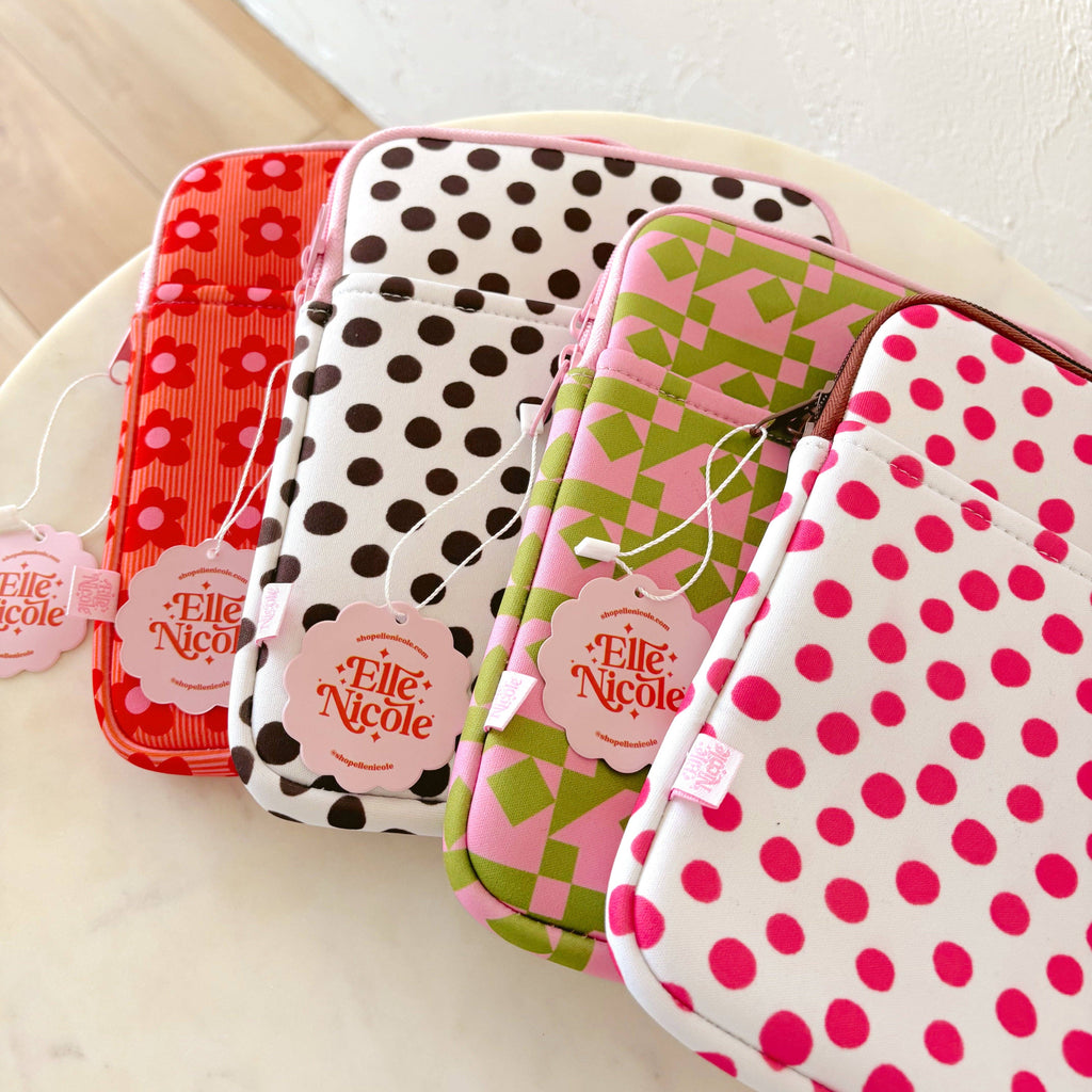 E-reader / Tablet Sleeve - Brown Polka Dots