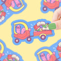 Bookworm Tow Truck Cute Book Art Vinyl Sticker