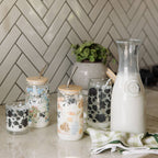 Milk Cows & Flowers Glass Can