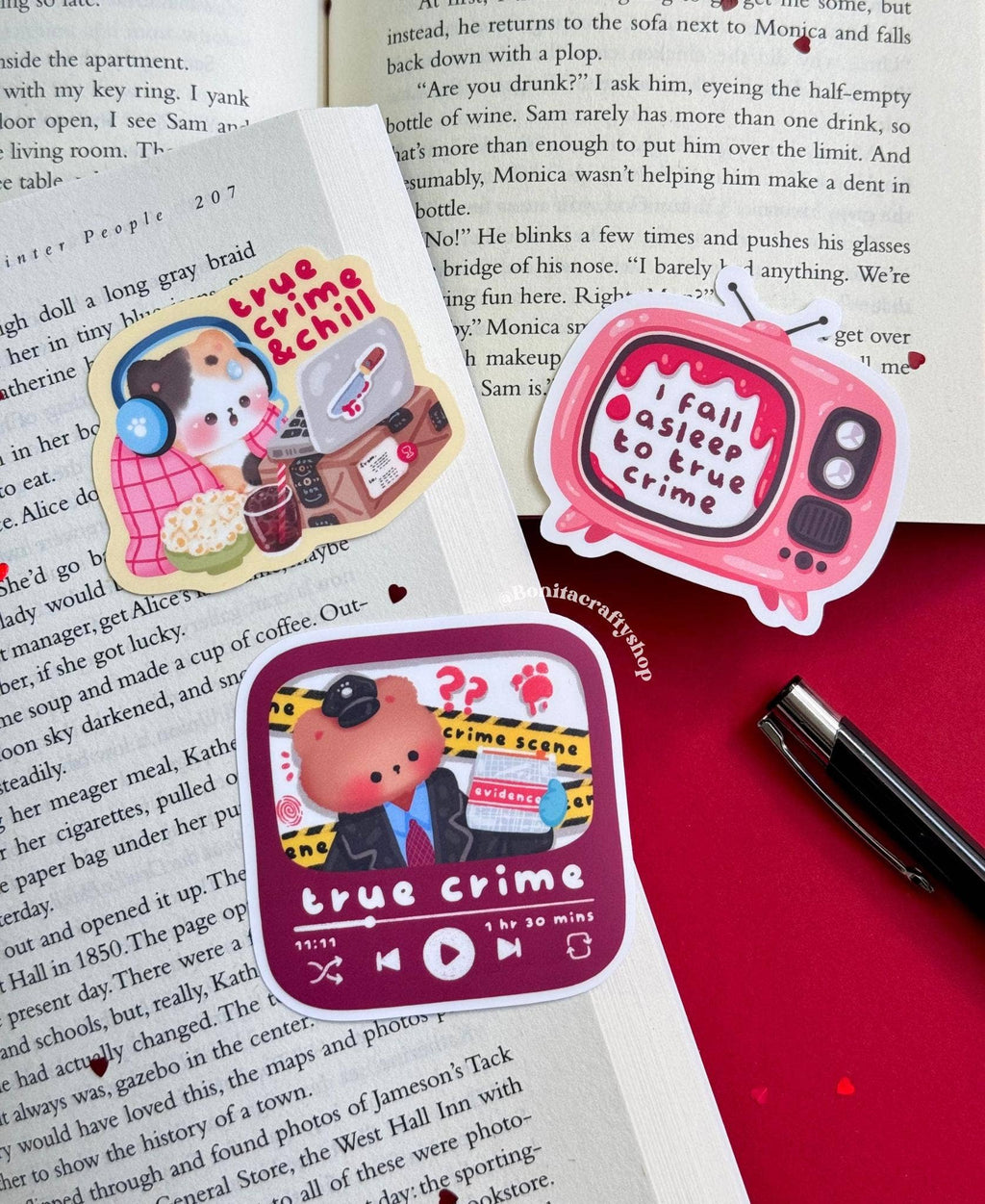 True Crime & Chill Matte Vinyl Sticker Set