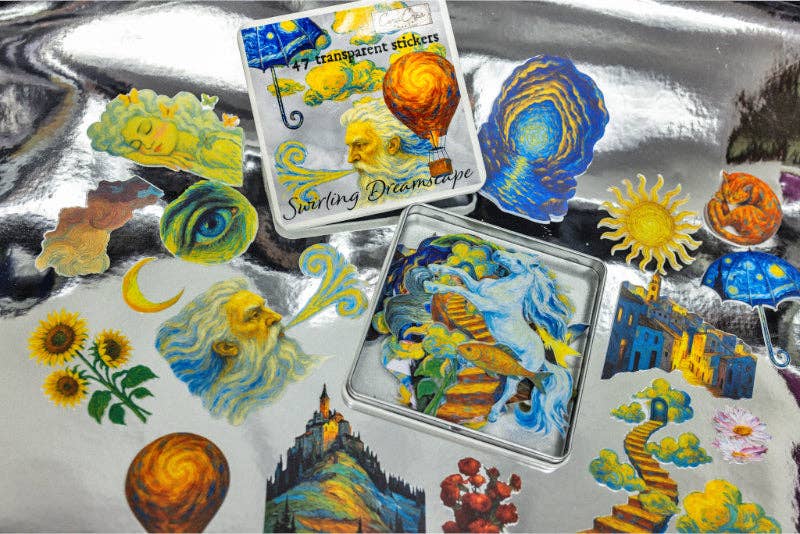 Swirling Dreamscape Sticker Tin