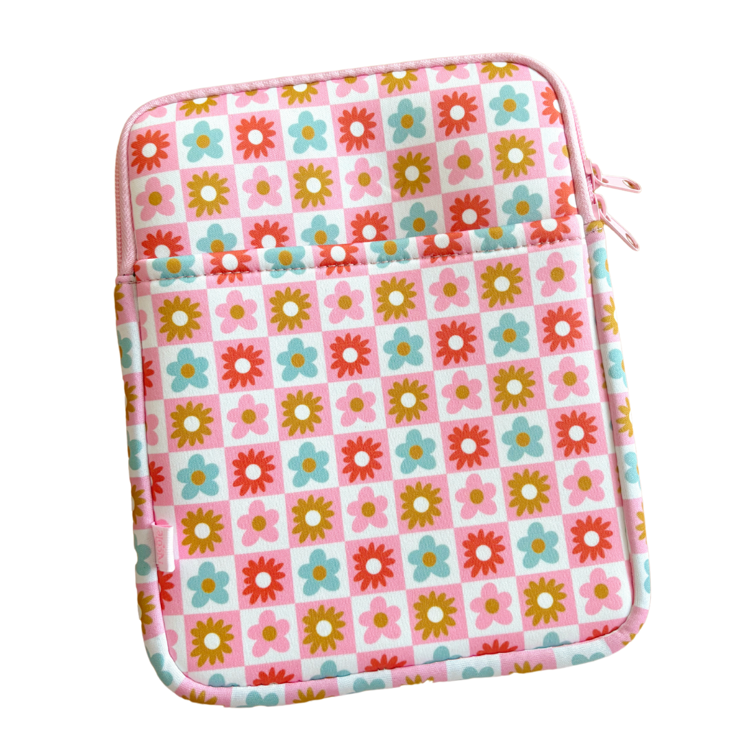 E-reader / Tablet Sleeve / Book Sleeve - Checkered Floral