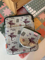 Fantasy Reader Gingham Dragon Book & Kindle Sleeve Pouch