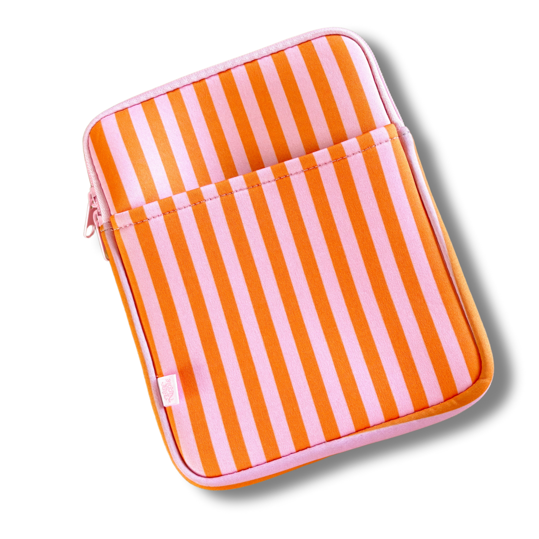 E-reader / Tablet Sleeve / Book Sleeve - Pink & Orange Stripes