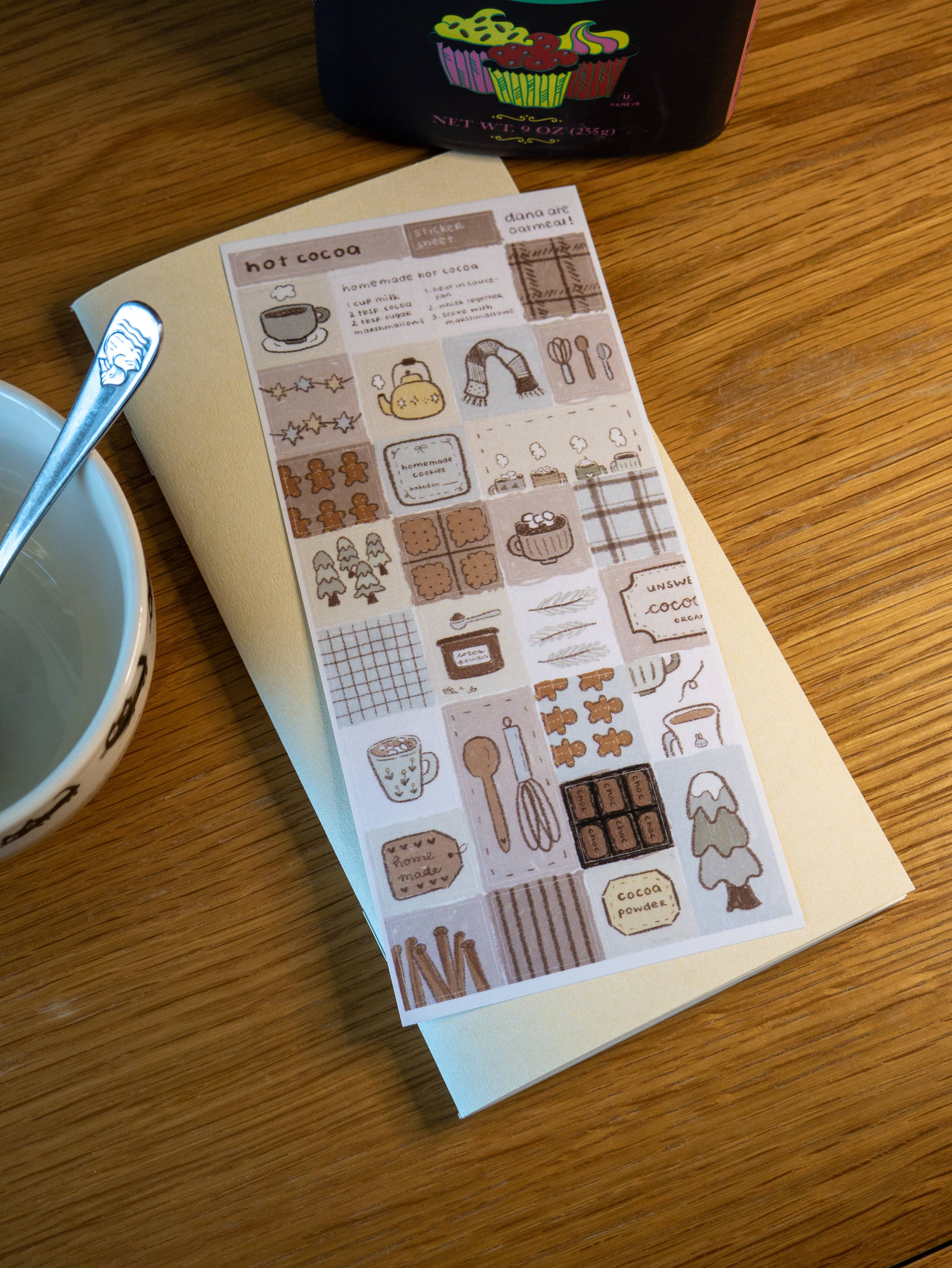 Hot cocoa washi sticker sheet