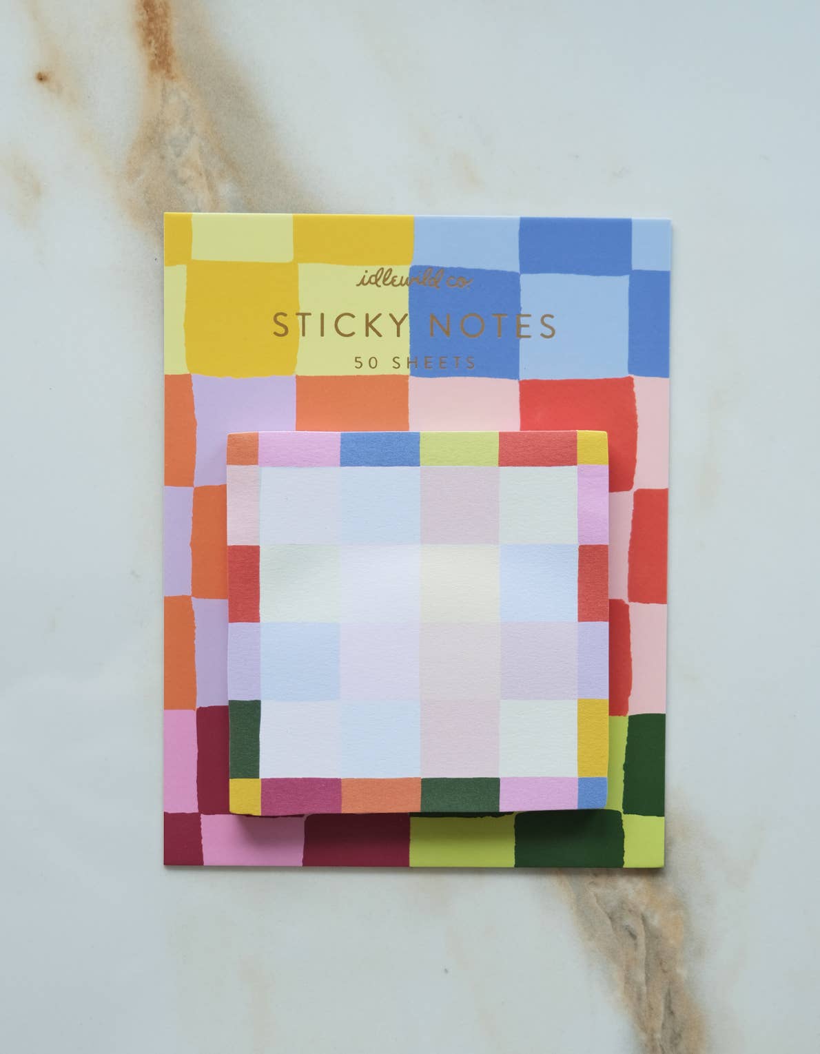 Die-Cut Sticky Notepad | Rainbow Checks