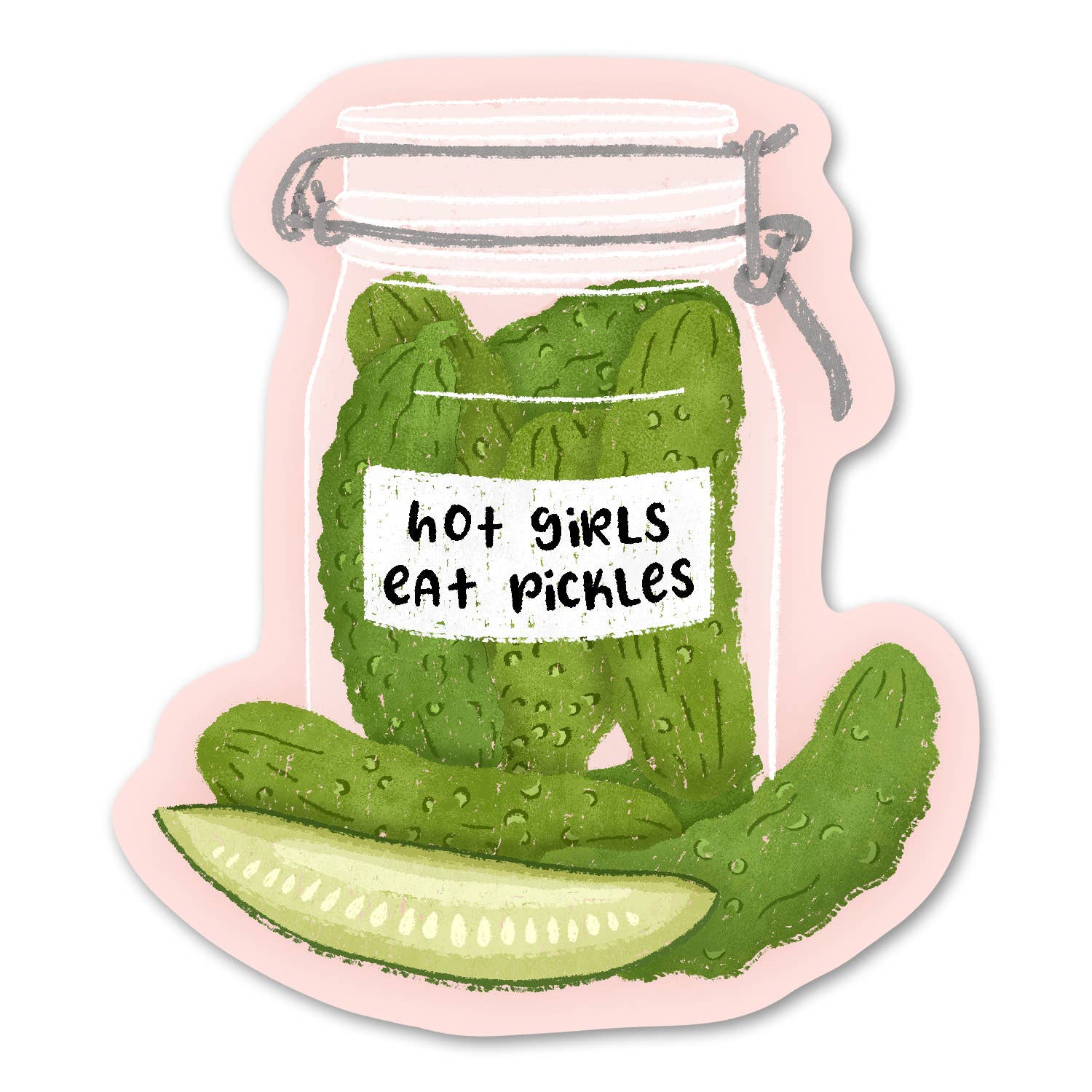 Hot Girls Eat Pickles - Funny Food Sticker