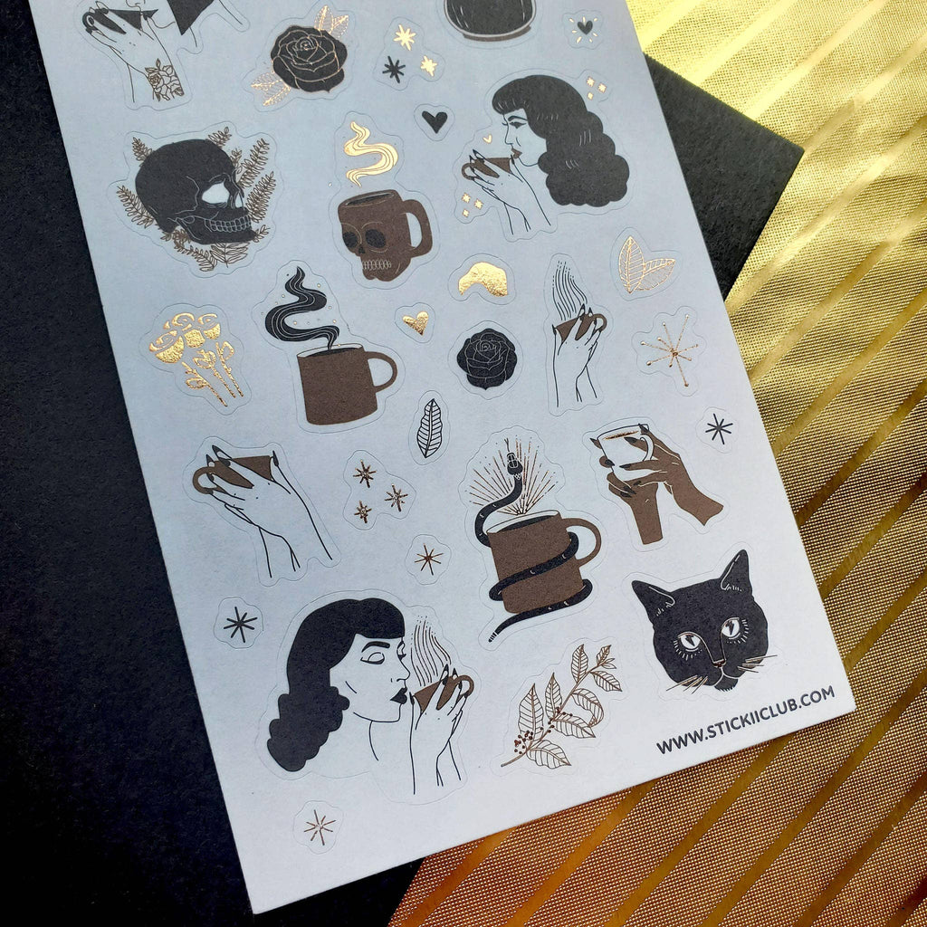 Coffee & Skulls Sticker Sheet