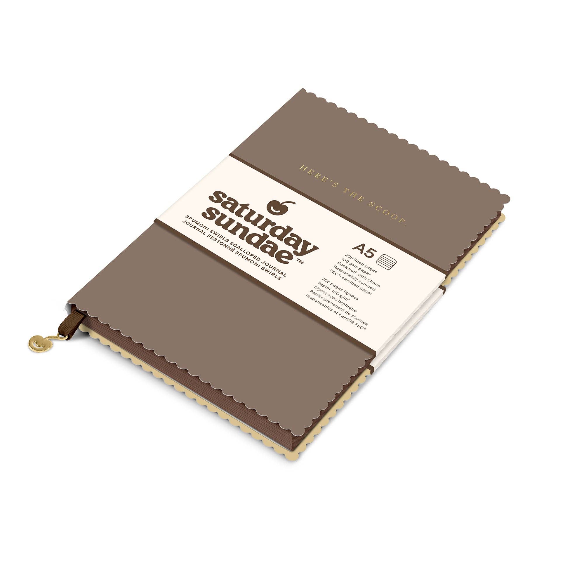 Vanilla Bean A5 Spumoni Swirls Scalloped Journal